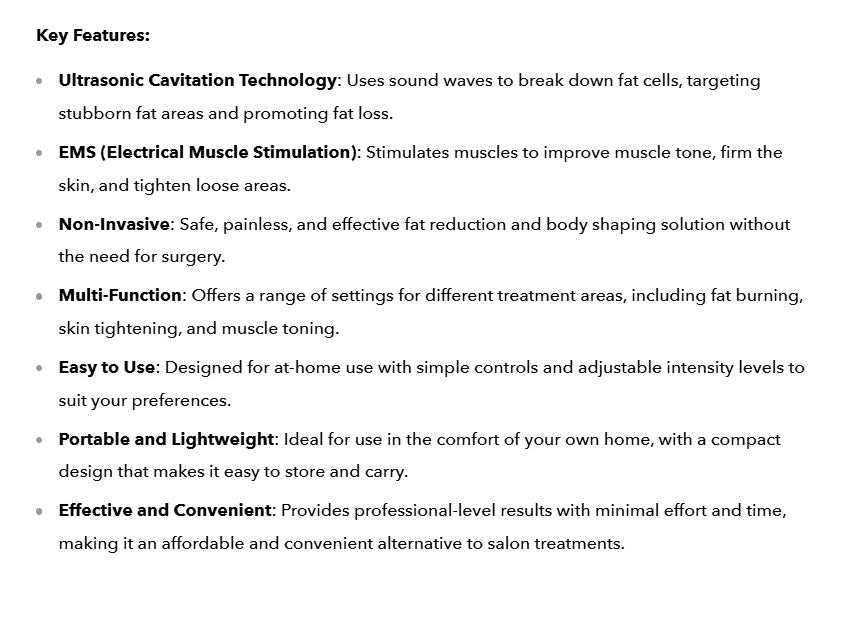Ultrasonic cavitation machine EMS UK - Ammpoure