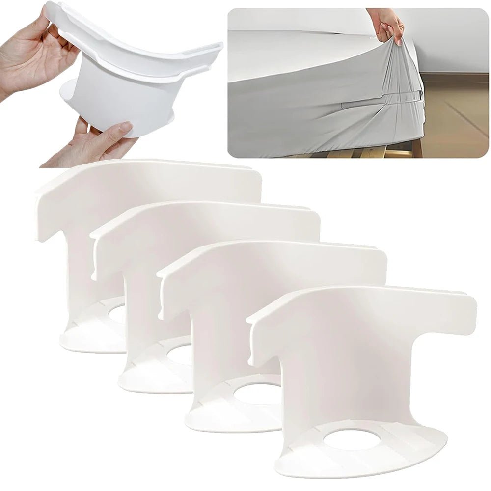 Universal Bedsheet Corner Tightener Clips Invisible Bedspread Secure Holder with Heavy - Duty Mattress Straps Sheets Slot Locks - Ammpoure