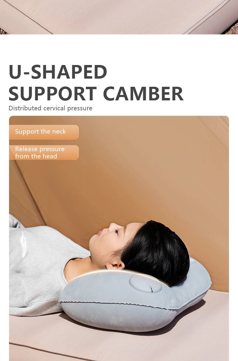 USA Camping Inflatable Pillow Portable Ultralight Travel Hiking Air Sleeping Pillow for Neck and Lumbar Support - Ammpoure