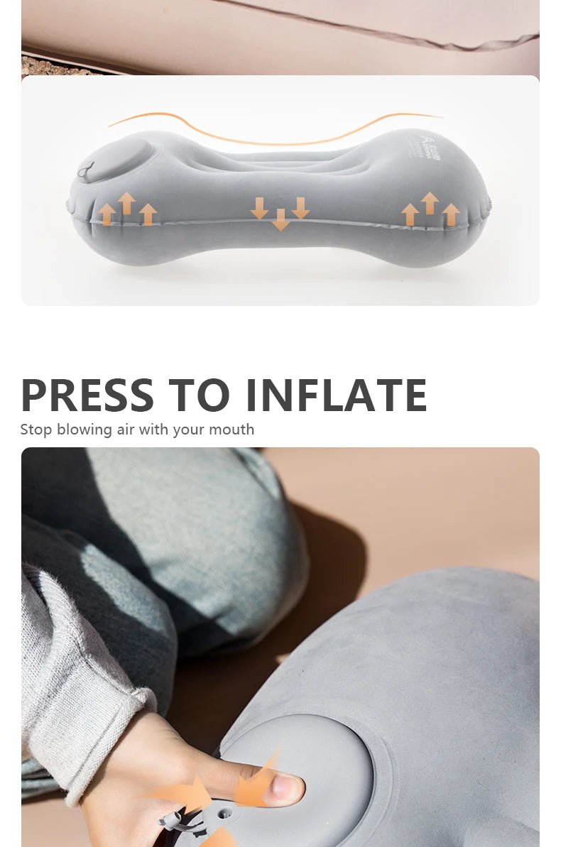 USA Camping Inflatable Pillow Portable Ultralight Travel Hiking Air Sleeping Pillow for Neck and Lumbar Support - Ammpoure