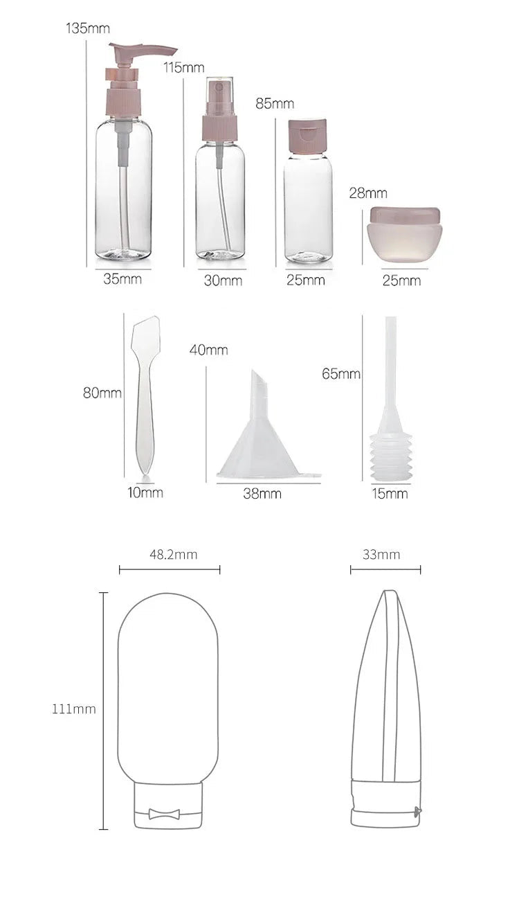 USA Perfume Bottle Set Spray Lotion Shampoo Shower Tube Bottling Refill Cosmetic Travel Liquid Container Portable Tool - Ammpoure