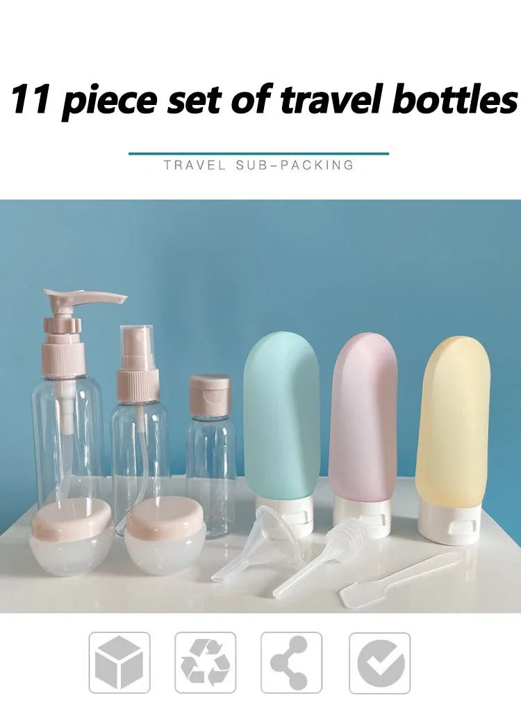 USA Perfume Bottle Set Spray Lotion Shampoo Shower Tube Bottling Refill Cosmetic Travel Liquid Container Portable Tool - Ammpoure