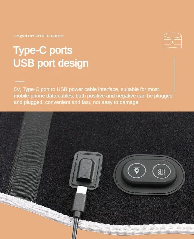 USB Electric Heating Warmer Hot Waist Lumbar Back Pad Belt Protector Brace Band Support Massager Anti Pain Relief Therapy Tool - Ammpoure