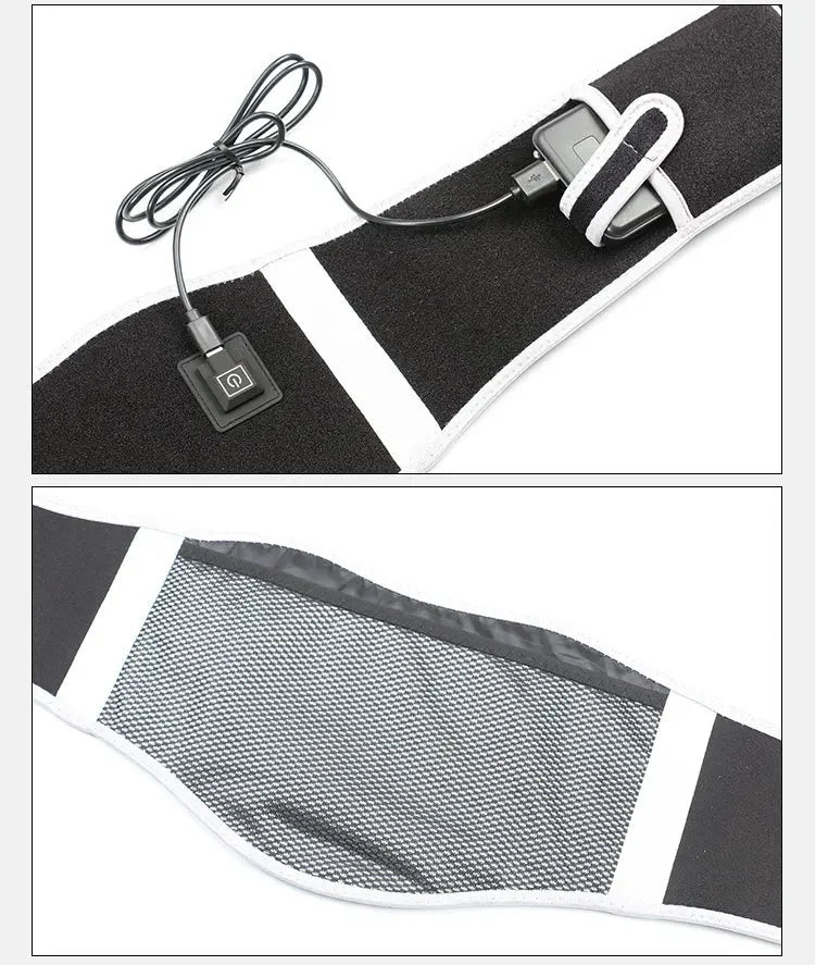 USB Electric Heating Warmer Hot Waist Lumbar Back Pad Belt Protector Brace Band Support Massager Anti Pain Relief Therapy Tool - Ammpoure