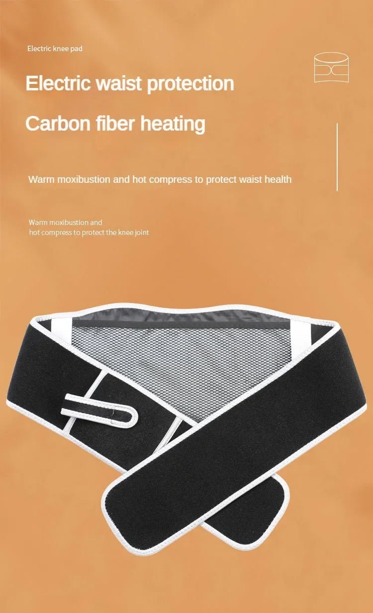 USB Electric Heating Warmer Hot Waist Lumbar Back Pad Belt Protector Brace Band Support Massager Anti Pain Relief Therapy Tool - Ammpoure