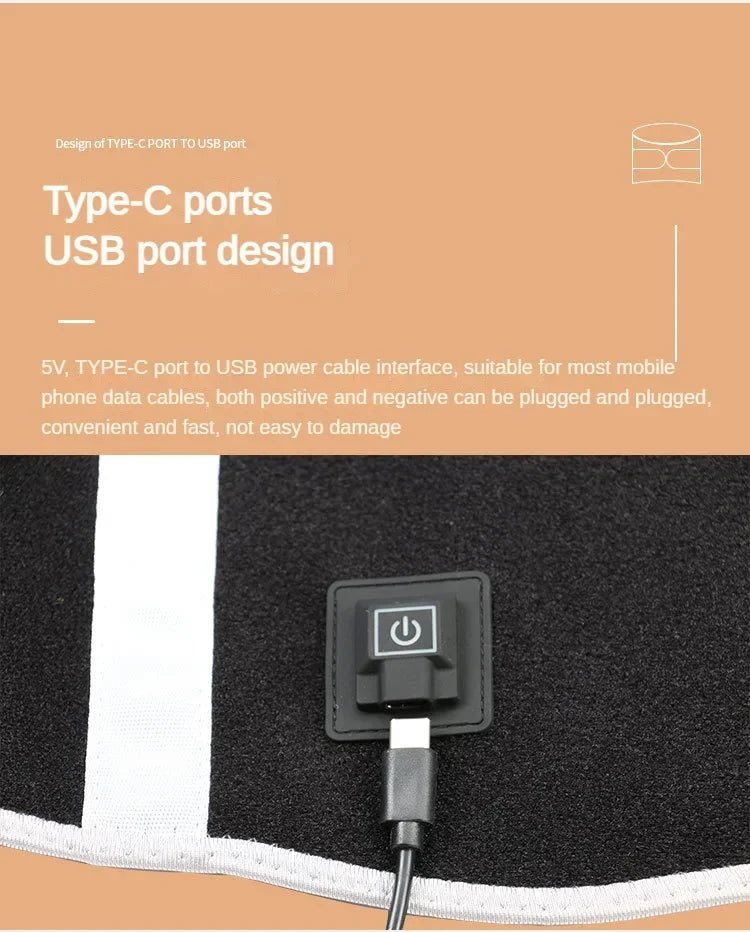 USB Electric Heating Warmer Hot Waist Lumbar Back Pad Belt Protector Brace Band Support Massager Anti Pain Relief Therapy Tool - Ammpoure