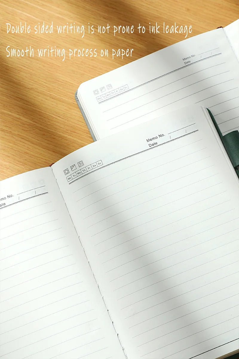 Vintage A5 leather notebook with personalized soft cover - perfect for business meetings and college life - Ammpoure