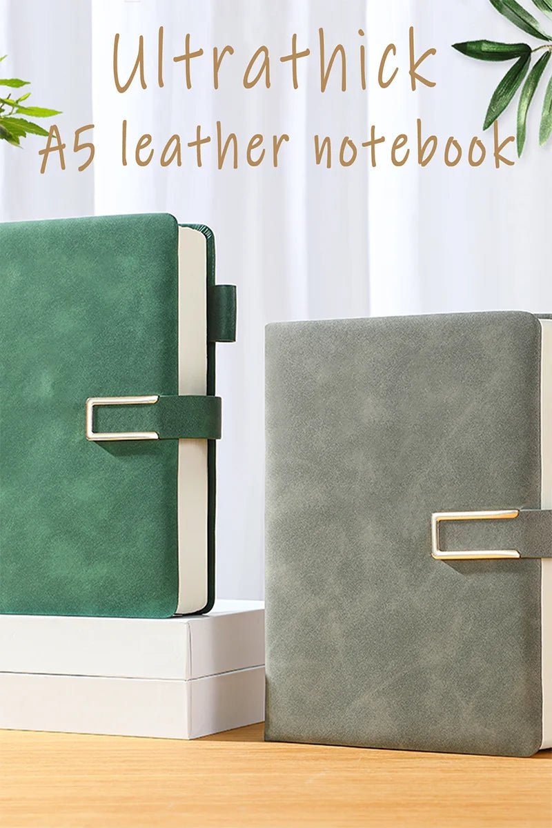 Vintage A5 leather notebook with personalized soft cover - perfect for business meetings and college life - Ammpoure