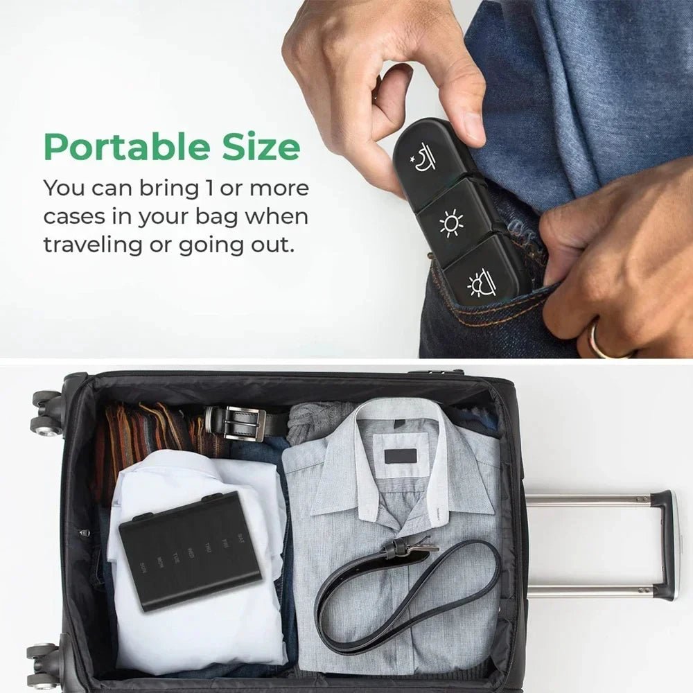 Weekly Pill Organizer USA Portable Travel Medicine Box, 21-Compartment 3-Times-a-Day Case for Vitamins, Supplements & Fish Oil - Ammpoure