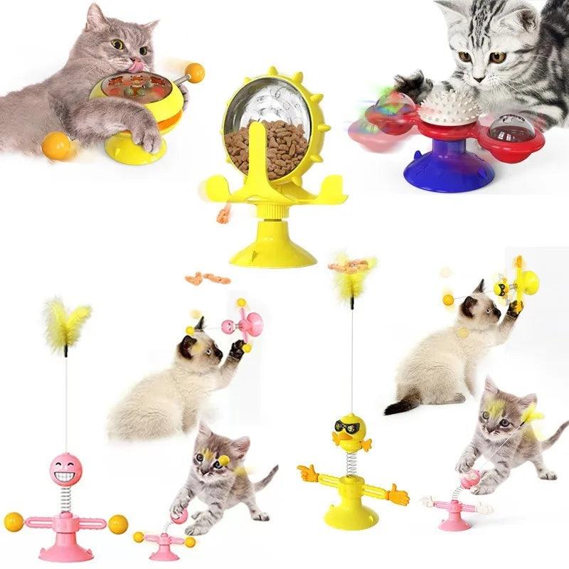Windmill Cat Toy Interactive Pet Toys for Cats Puzzle Cat Game Toy With Whirligig Turntable for Kitten Brush Teeth Pet Supplies - Ammpoure Wellbeing