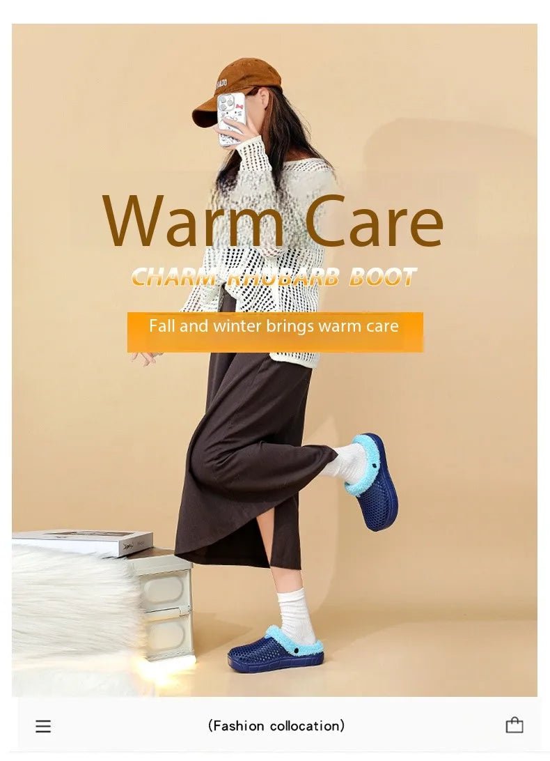 Winter Couple Fuzzy Slippers USA Women & Men Warm Fur-Lined Mule House Shoes for Indoor & Outdoor Use, Cozy Non-Slip Soft Slippers - Ammpoure