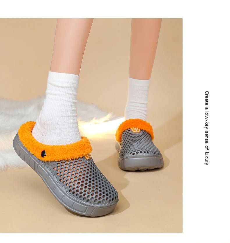 Winter Couple Fuzzy Slippers USA Women & Men Warm Fur-Lined Mule House Shoes for Indoor & Outdoor Use, Cozy Non-Slip Soft Slippers - Ammpoure
