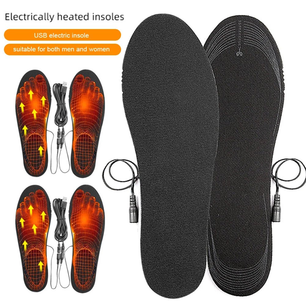 Winter Warm Insoles Heated USB Electric Foot Warming Pad Feet Warmer Pad Mat Outdoor Sports skiing Heating Insoles for Men and W - Ammpoure
