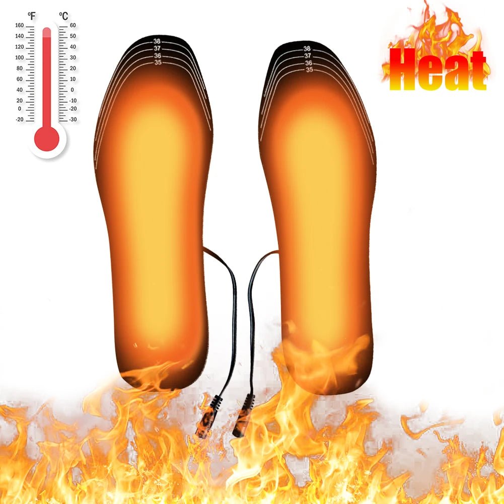 Winter Warm Insoles Heated USB Electric Foot Warming Pad Feet Warmer Pad Mat Outdoor Sports skiing Heating Insoles for Men and W - Ammpoure