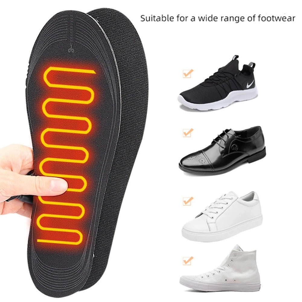 Winter Warm Insoles Heated USB Electric Foot Warming Pad Feet Warmer Pad Mat Outdoor Sports skiing Heating Insoles for Men and W - Ammpoure