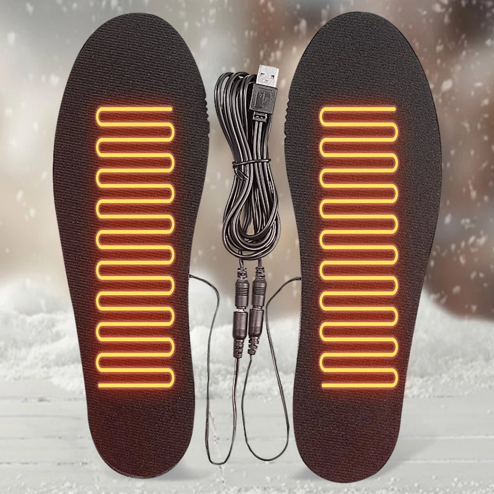 Winter Warm Insoles Heated USB Electric Foot Warming Pad Feet Warmer Pad Mat Outdoor Sports skiing Heating Insoles for Men and W - Ammpoure