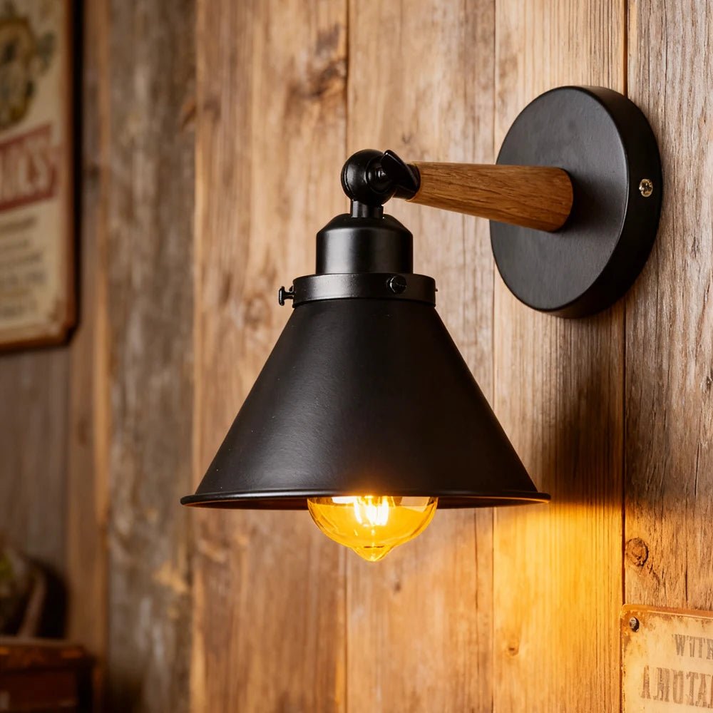 Wooden Nordic Industrial Wall Light Industrial Indoor Lighting Bedside Bathroom Bedroom Lamp Sconce Wall Light Fixture Decor - Ammpoure