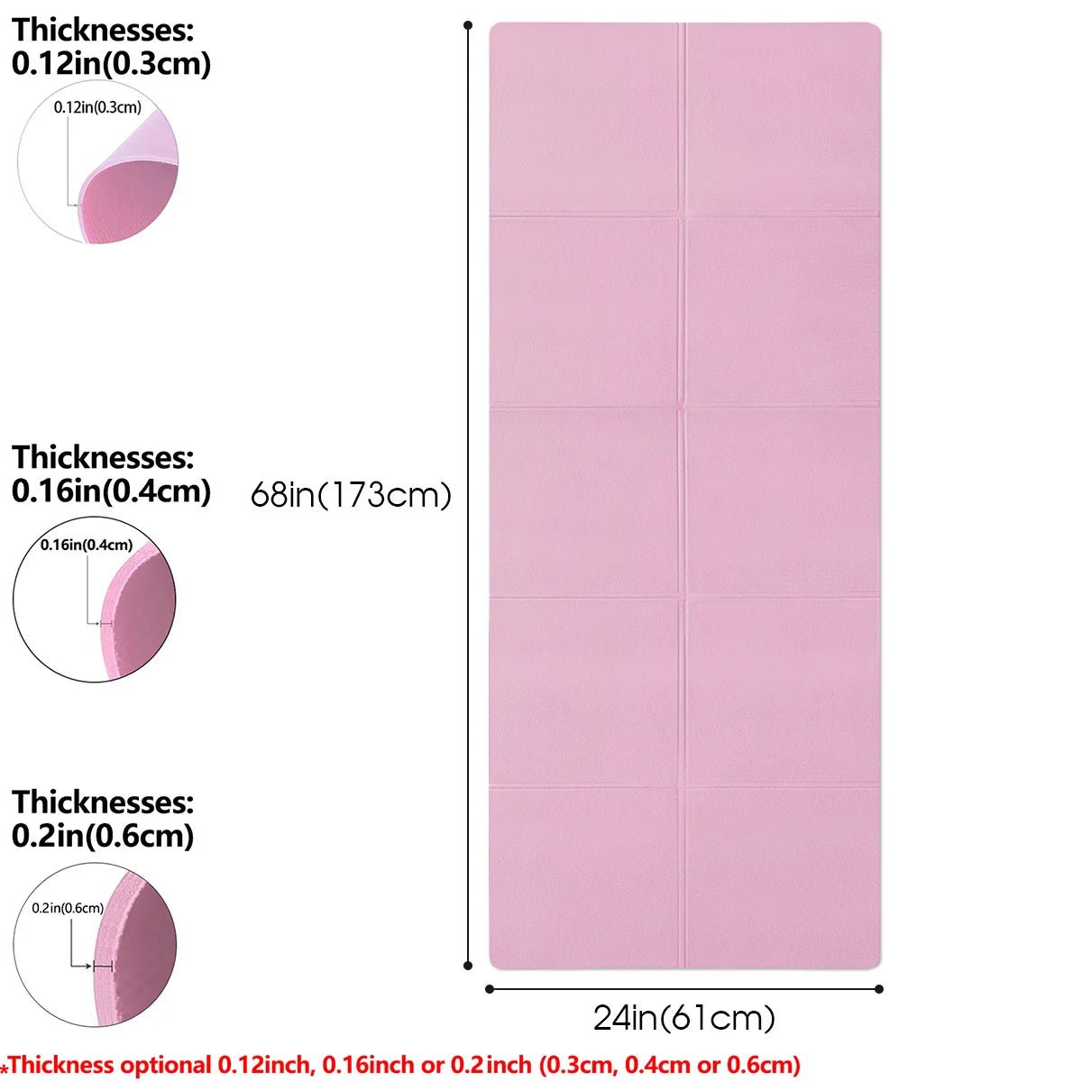 Yoga USA Mat Pilates Fitness Mat 3/4 Thicknes Non Slip Yoga Cushion Travel Fitness Exercise Pad for Women Home Gym Floor Workout - Ammpoure