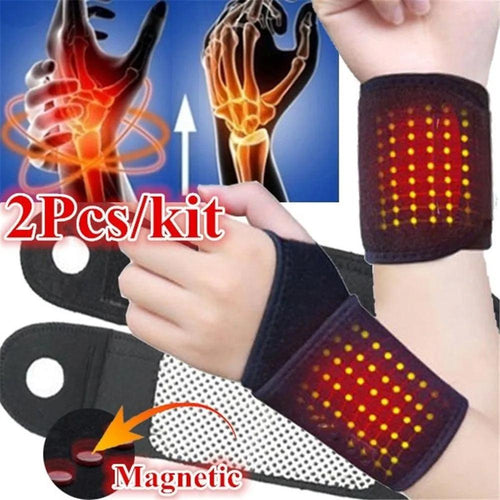 1 Pair Tourmaline Self-Heating Wrist Brace Sports Protection Wrist Belt Far Infrared Magnetic Therapy Pads Braces - Ammpoure Wellbeing 🇬🇧