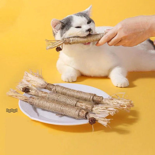 1 Pc Cat Toys Silvervine Chew Stick Polygonum Kitty Raffia Grass Pet Supplies Cleaning Teeth Stick Pet Bite Cat Toy Hemp Rope - Ammpoure Wellbeing 🇬🇧