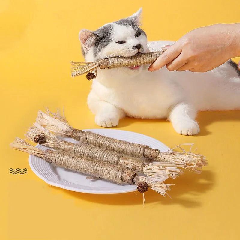 1 Pc Cat Toys Silvervine Chew Stick Polygonum Kitty Raffia Grass Pet Supplies Cleaning Teeth Stick Pet Bite Cat Toy Hemp Rope - Ammpoure Wellbeing 🇬🇧