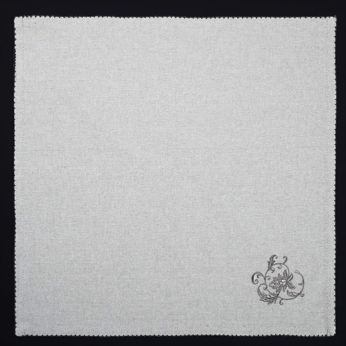 100% Cotton Embroidered Cloth Napkins – Set of 6 Large 46 x 46 cm | Soft, Absorbent Dinner Napkins for Dining Table & Kitchen | Grey Lily - Ammpoure