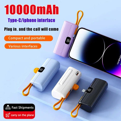 10000mAh Mini Wireless Power Bank High Capacity Fast Charging Mobile Power Supply Emergency External Battery For iPhone Type-c - Ammpoure Wellbeing 🇬🇧