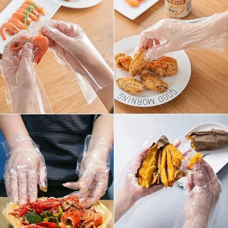 1000PCS Transparent Disposable Gloves USA Waterproof Plastic Gloves for Kitchen, Restaurant, Fried Chicken, BBQ & Food Handling - Ammpoure