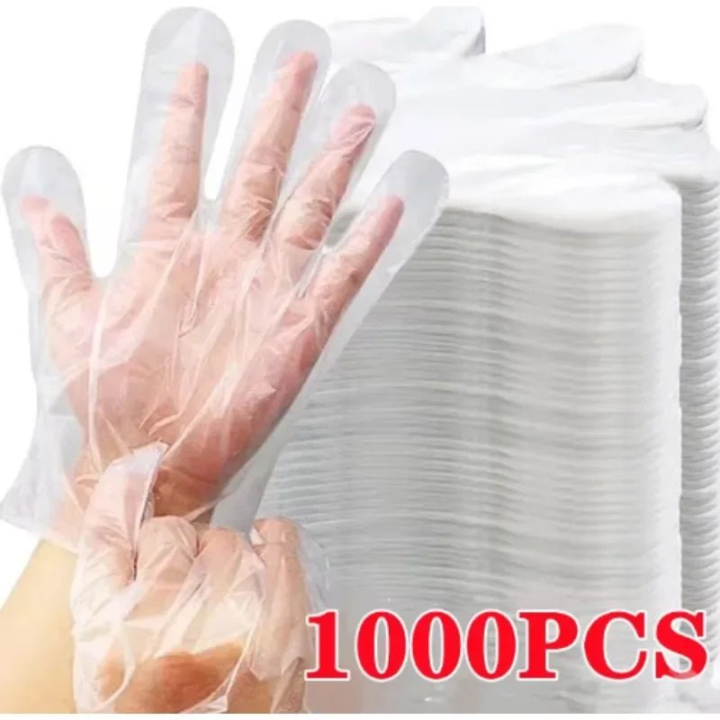 1000PCS Transparent Disposable Gloves USA Waterproof Plastic Gloves for Kitchen, Restaurant, Fried Chicken, BBQ & Food Handling - Ammpoure