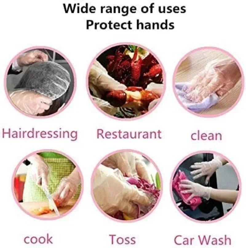 1000PCS Transparent Disposable Gloves USA Waterproof Plastic Gloves for Kitchen, Restaurant, Fried Chicken, BBQ & Food Handling - Ammpoure