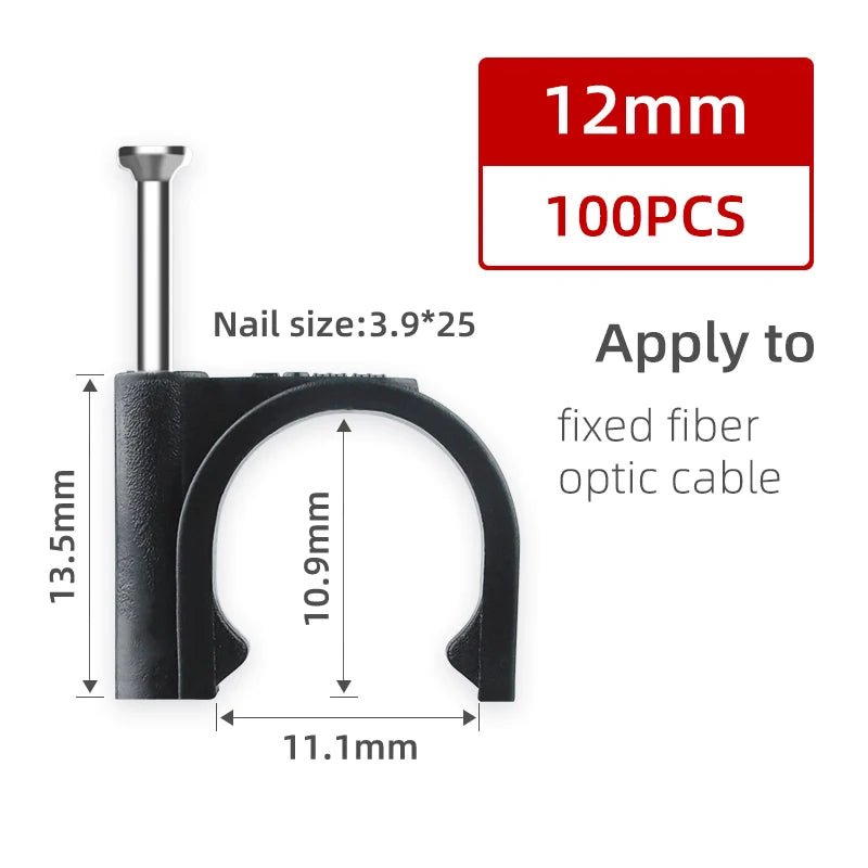 100PCS Round Cable Wire Clips Canada 4mm 6mm 8mm 10mm Cable Management Electrical Cord Holders Wall Nail Clips Black - Ammpoure