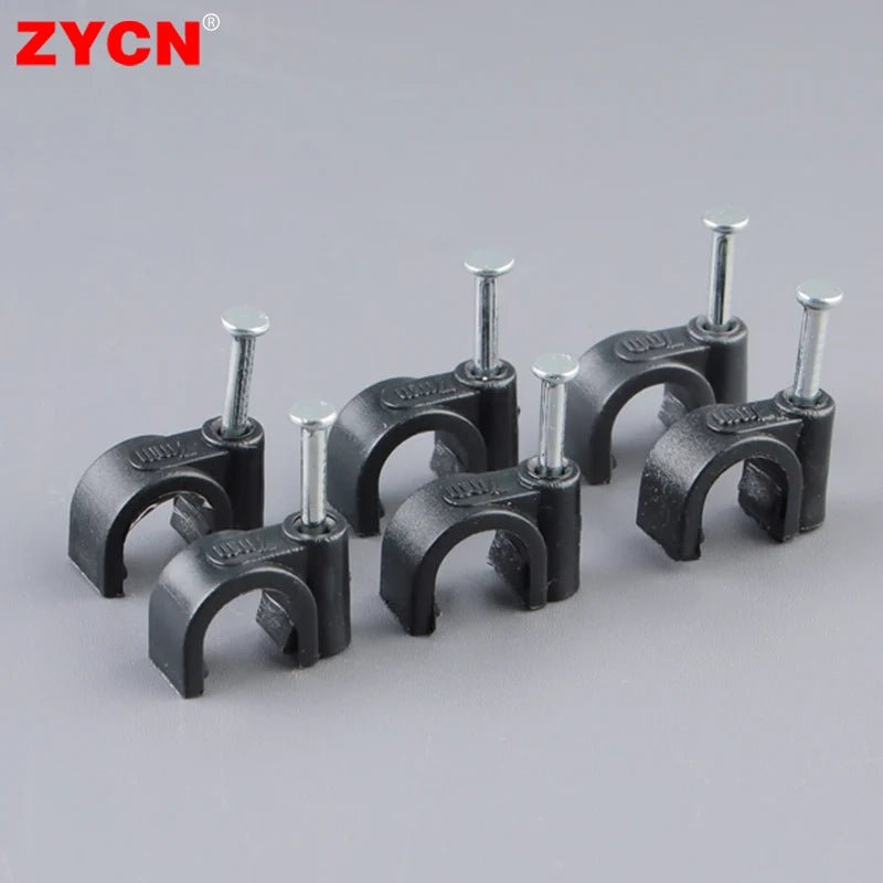 100PCS Round Cable Wire Clips Canada 4mm 6mm 8mm 10mm Cable Management Electrical Cord Holders Wall Nail Clips Black - Ammpoure