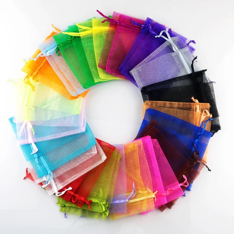 100Pcs/lot 7x9 9x12 10x15 13x18CM Organza Bags Jewelry Bag Wedding Party Decoration Drawable Bags Gift Pouches Jewelry Packaging - Ammpoure