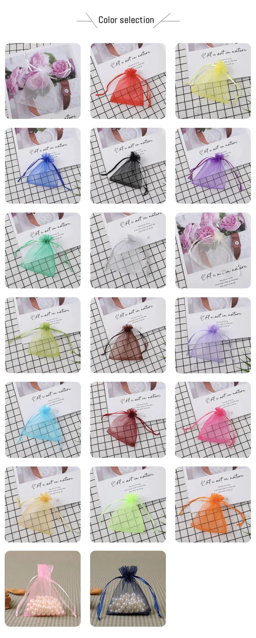 100Pcs/lot 7x9 9x12 10x15 13x18CM Organza Bags Jewelry Bag Wedding Party Decoration Drawable Bags Gift Pouches Jewelry Packaging - Ammpoure