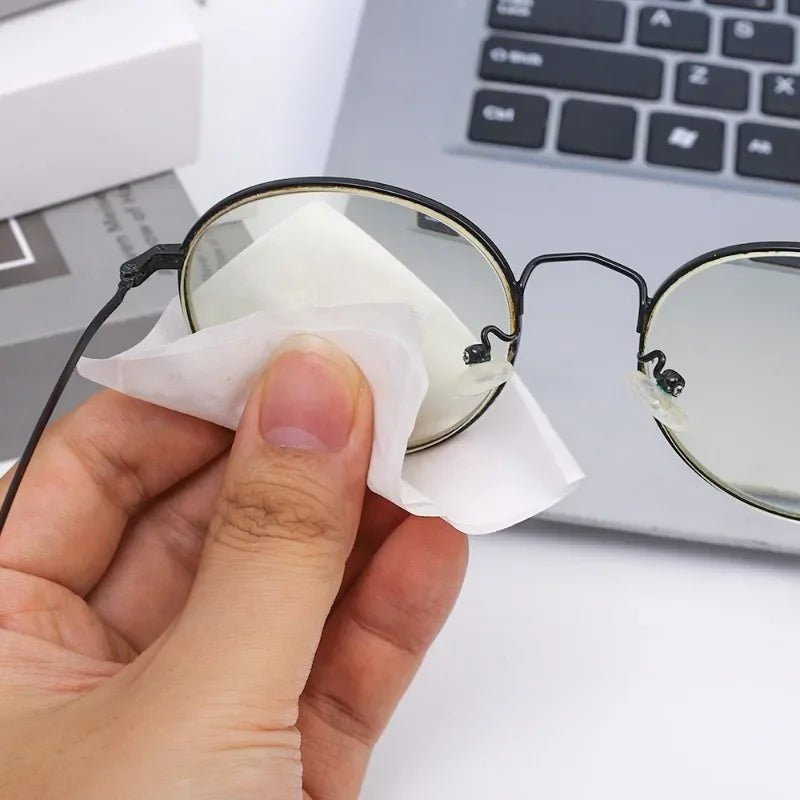 10/100Pcs Glasses Cleaning Wet Paper Disposable Anti Fog Misting Dust Remover Lens Wipes Sunglasses Phone Screen Cleaner - Ammpoure