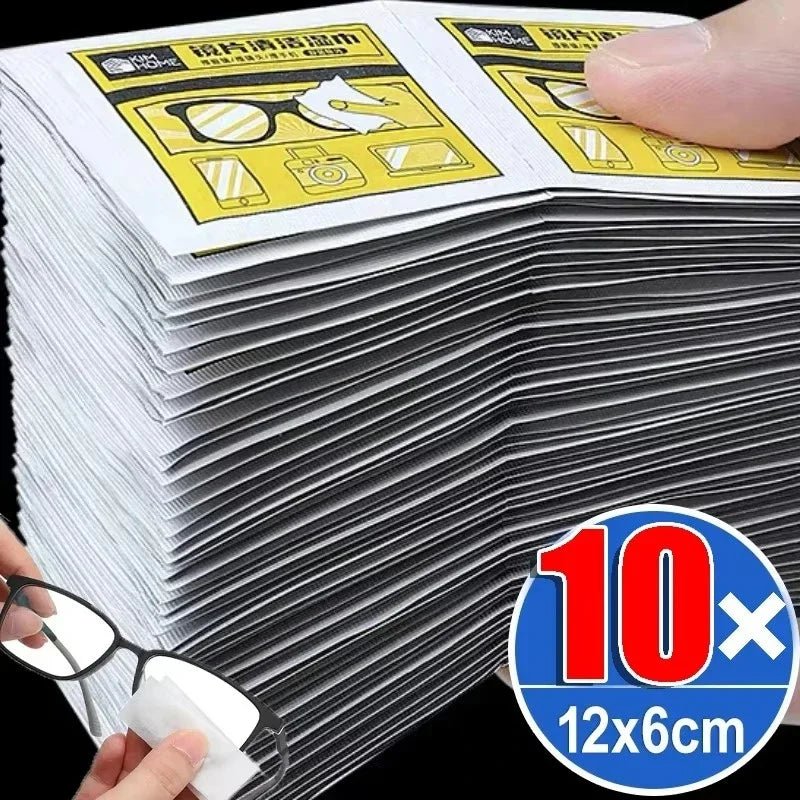 10/100Pcs Glasses Cleaning Wet Paper Disposable Anti Fog Misting Dust Remover Lens Wipes Sunglasses Phone Screen Cleaner - Ammpoure