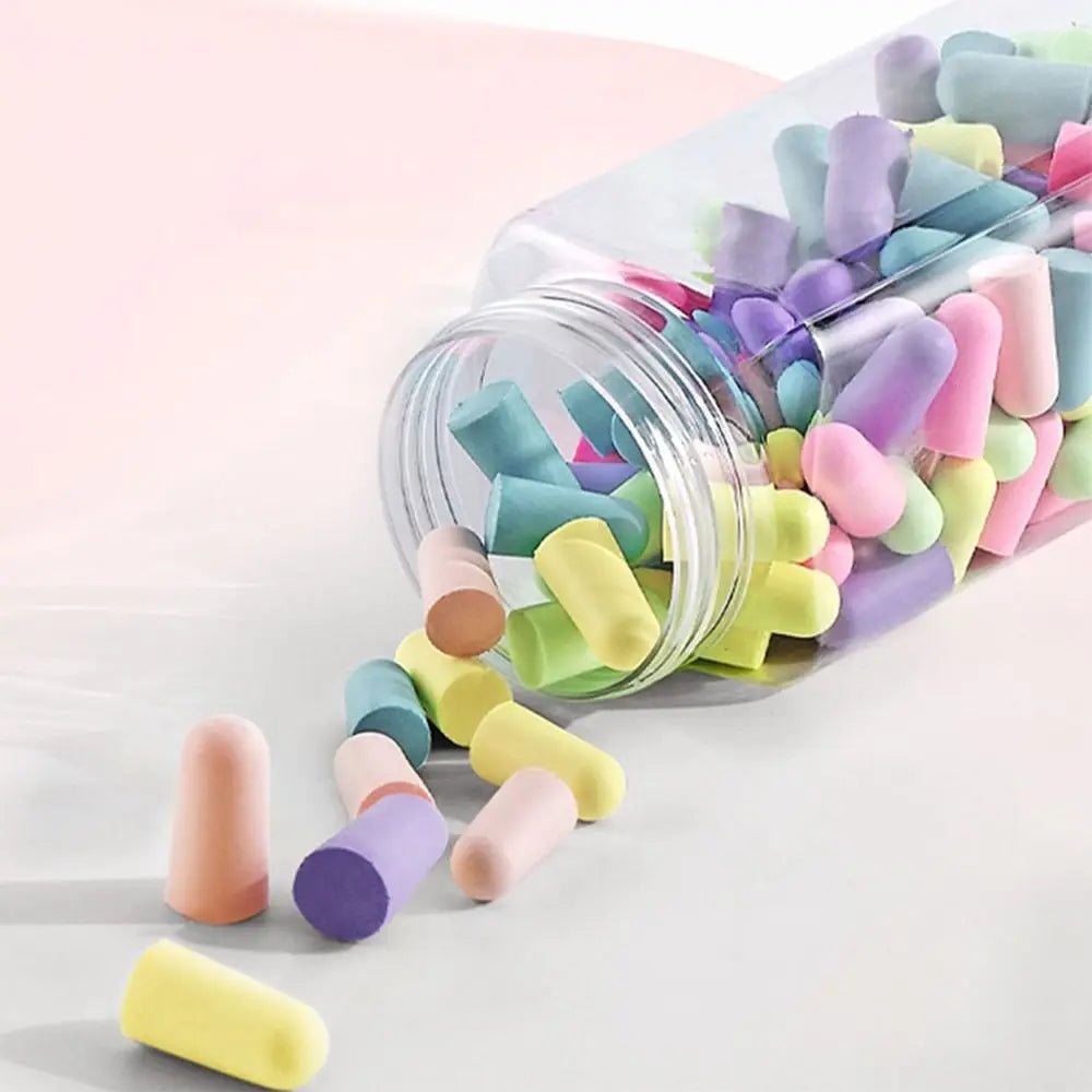 10/24/60/120Pcs Anti-noise Ear Plugs Slow Rebound Soft Tapered Noise Reduction Earplugs Multicolor Universal Hearing Protector - Ammpoure