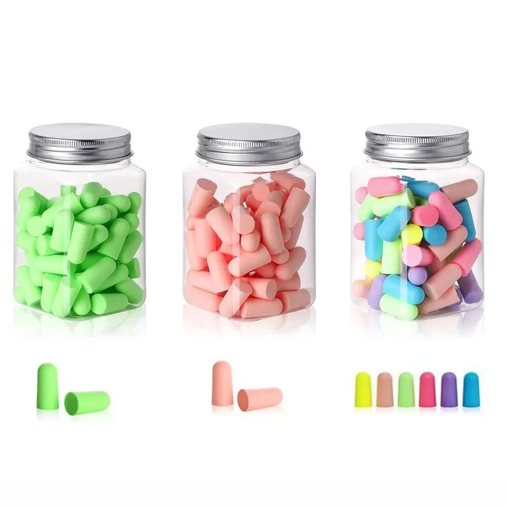 10/24/60/120Pcs Anti-noise Ear Plugs Slow Rebound Soft Tapered Noise Reduction Earplugs Multicolor Universal Hearing Protector - Ammpoure