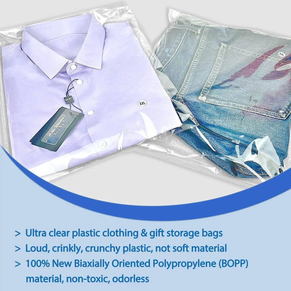 11.81x15.75 Inch Large OPP Self Seal Clear Bags,for Apparel, Hats,Footwear,Home Supply,Small Business Item Packaging Storage - Ammpoure