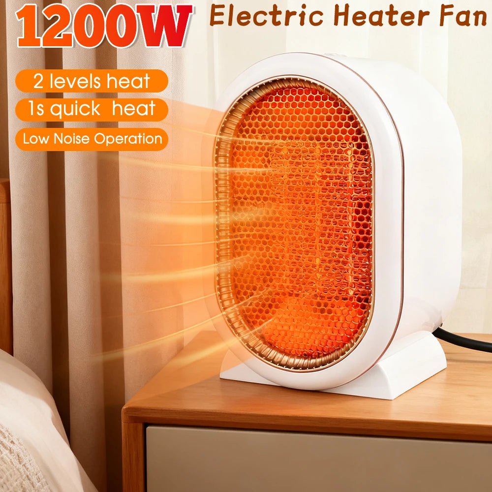 1200W Electric Heater Portable Desktop Fan Heater Heating Warm Air Blower Mini Radiator Home Office Warmer Machine for Winter - Ammpoure