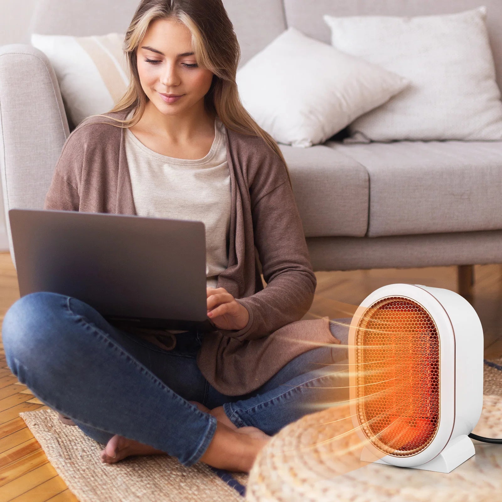 1200W Electric Heater Portable Desktop Fan Heater Heating Warm Air Blower Mini Radiator Home Office Warmer Machine for Winter - Ammpoure