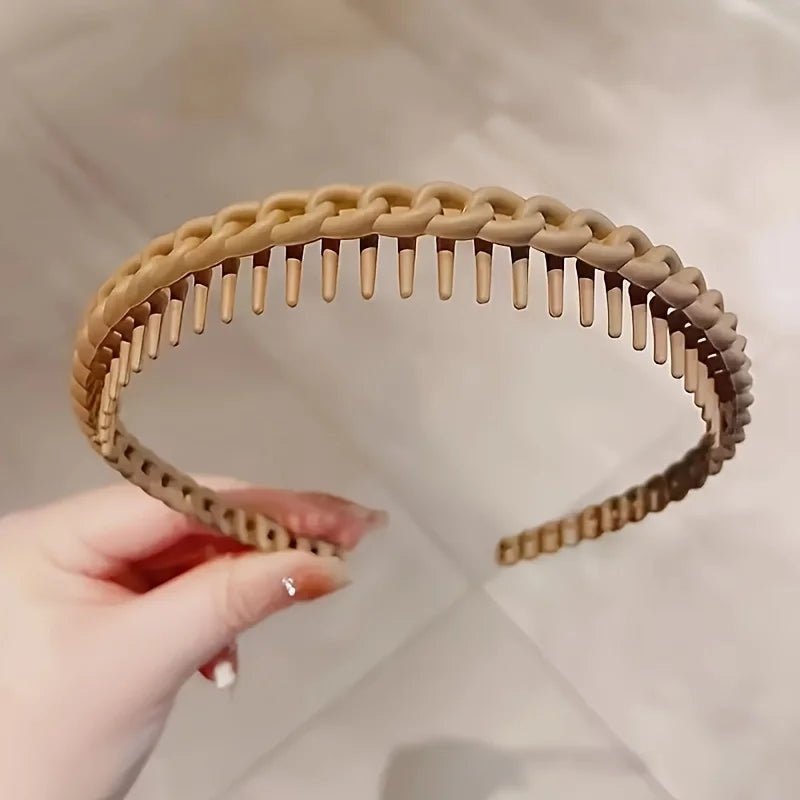 1/2PCS Solid Color Women’s Face Wash Headband USA High-End Anti-Slip Hair Band with Textured Strips for Skincare & Makeup - Ammpoure