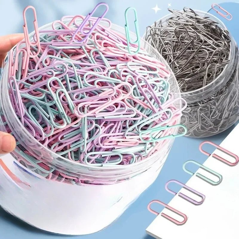 160PCS Colorful Paper Clips USA Large File & Bookmark Clips, Stainless Steel Office Stationery Paper Clip Organizer for School & Office Use - Ammpoure