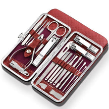 Load image into Gallery viewer, 19 in 1 Stainless Steel Manicure set Professional Nail clipper Kit of Pedicure Tools Ingrown ToeNail Trimmer - Ammpoure Wellbeing 🇬🇧
