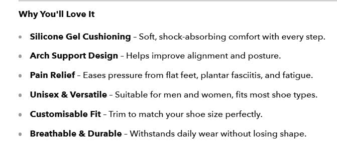 1Pair Silicone Gel Arches Foot Orthotic Insoles UK Flat Feet Insoles Relieve Pain Foot Care Unisex - Ammpoure