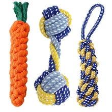 Load image into Gallery viewer, 1PC Dog Toy Carrot Knot Rope Ball Cotton Rope Dumbbell Puppy Cleaning Teeth Chew Toy Durable Braided Bite Resistant Pet Supplies - Ammpoure Wellbeing 🇬🇧
