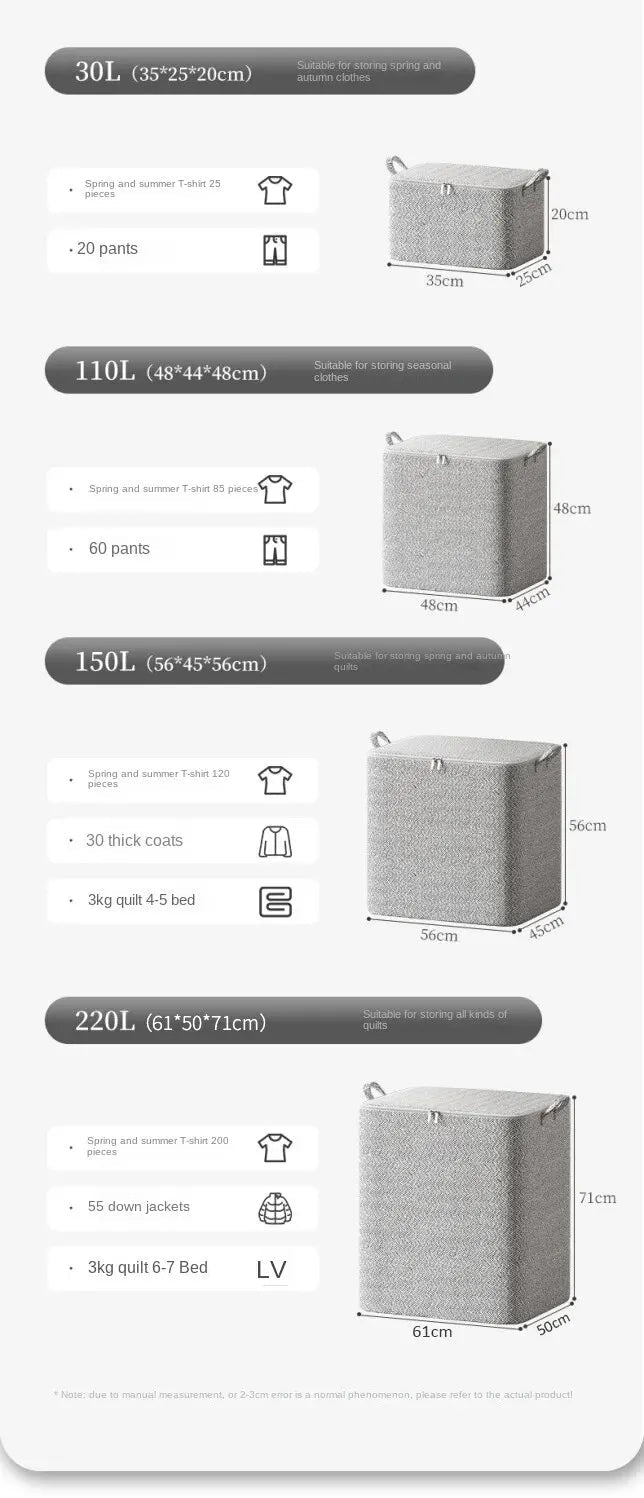 1pc Household Large Capacity Storage Bag Non - woven Material, Closet Wardrobe Organizer Can Be Used For Quilt Clothing, Toys - Ammpoure