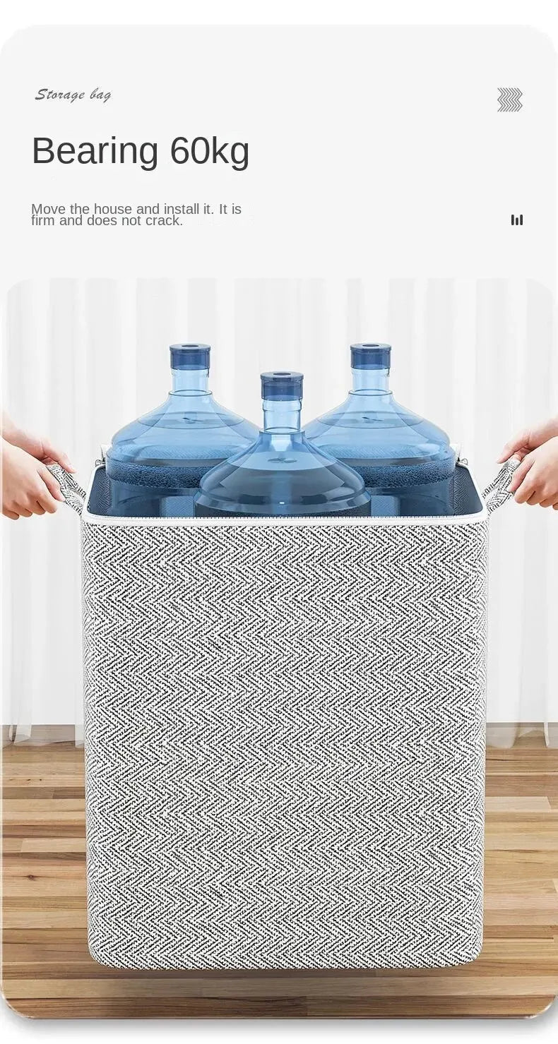 1pc Household Large Capacity Storage Bag Non - woven Material, Closet Wardrobe Organizer Can Be Used For Quilt Clothing, Toys - Ammpoure