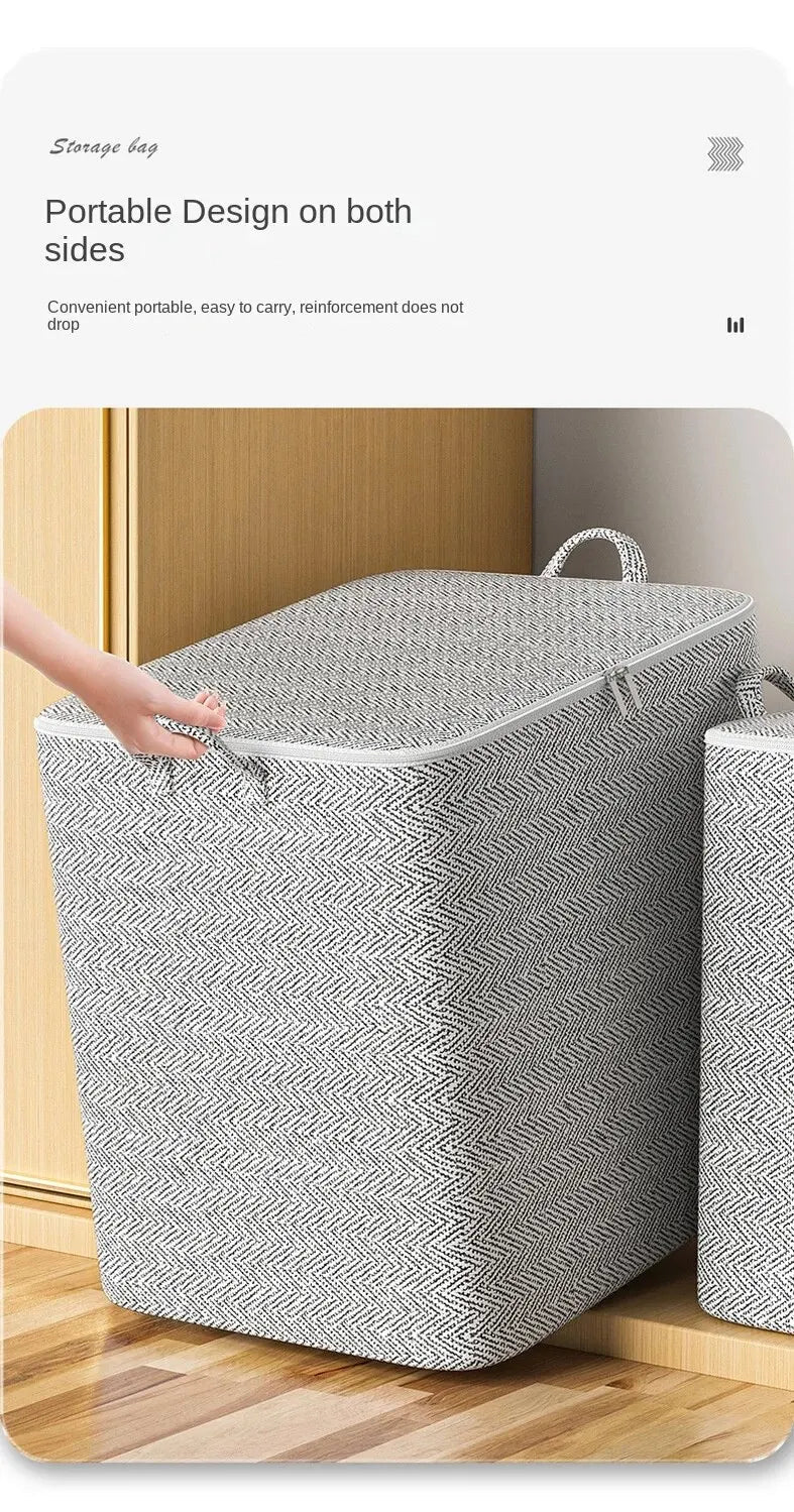 1pc Household Large Capacity Storage Bag Non - woven Material, Closet Wardrobe Organizer Can Be Used For Quilt Clothing, Toys - Ammpoure