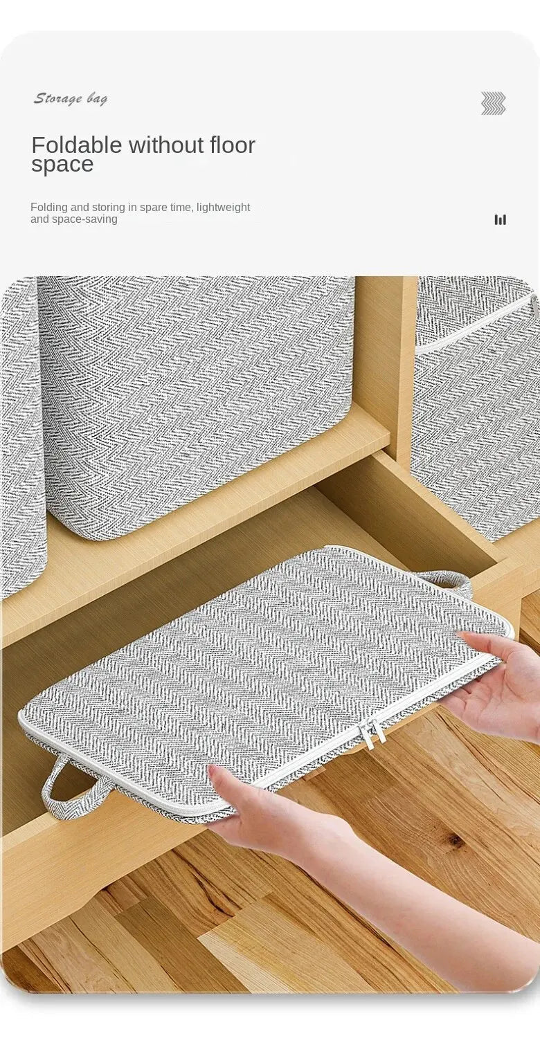 1pc Household Large Capacity Storage Bag Non - woven Material, Closet Wardrobe Organizer Can Be Used For Quilt Clothing, Toys - Ammpoure